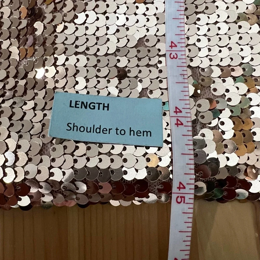 Jay Godfrey Maurice Rose Gold Sequin Dress Size 4 Cocktail Party Midi Slit - Picture 5 of 10